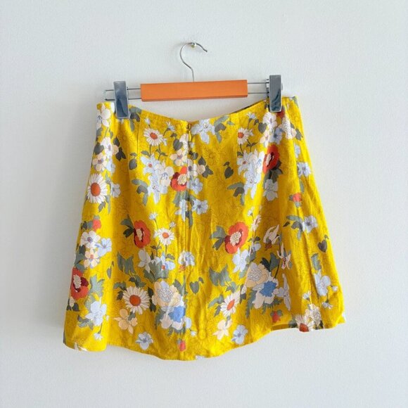 Aritzia Sunday Best Tatiana Skirt Yellow Floral Size 8 - Picture 5 of 8